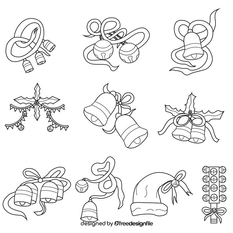 Jingle bells set black and white vector