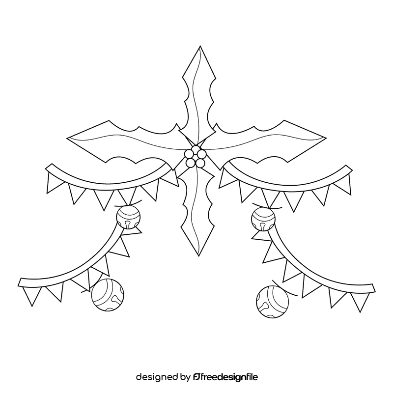 Jingle bells decoration black and white clipart