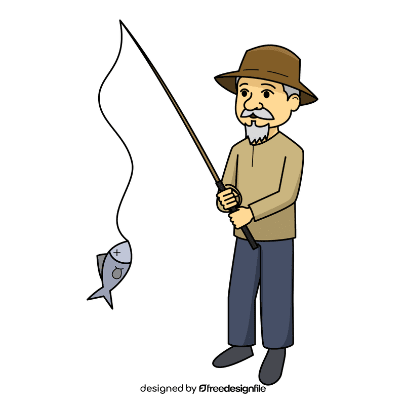 Oldman Fishing clipart
