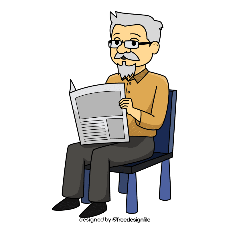 Oldman Reading clipart