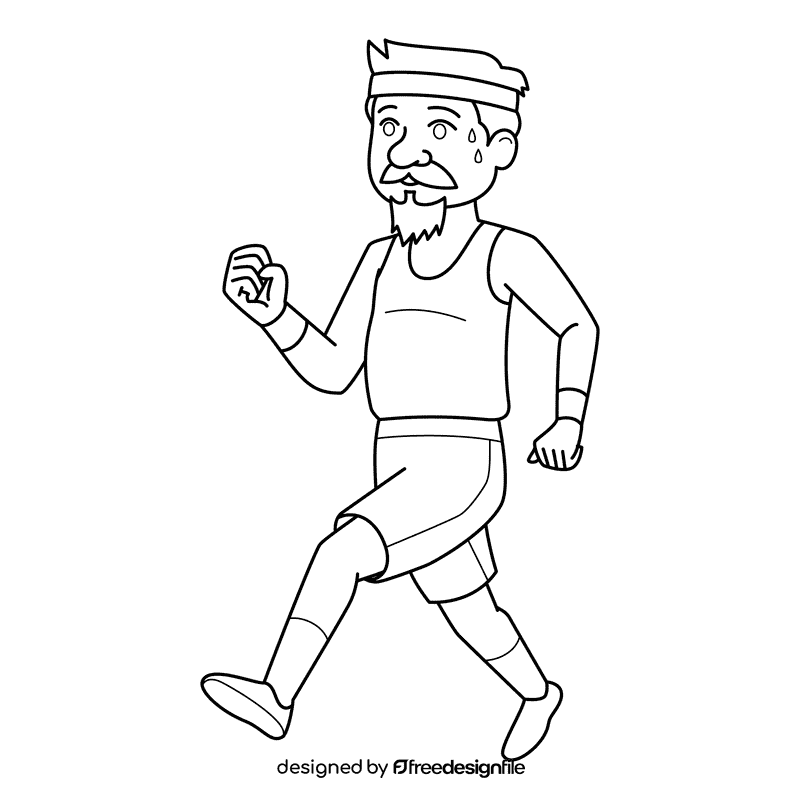 Oldman Running black and white clipart