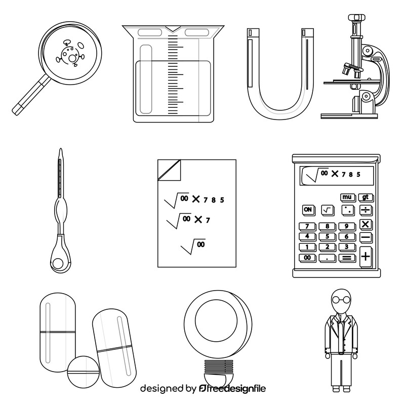 Scientist icons set black and white vector