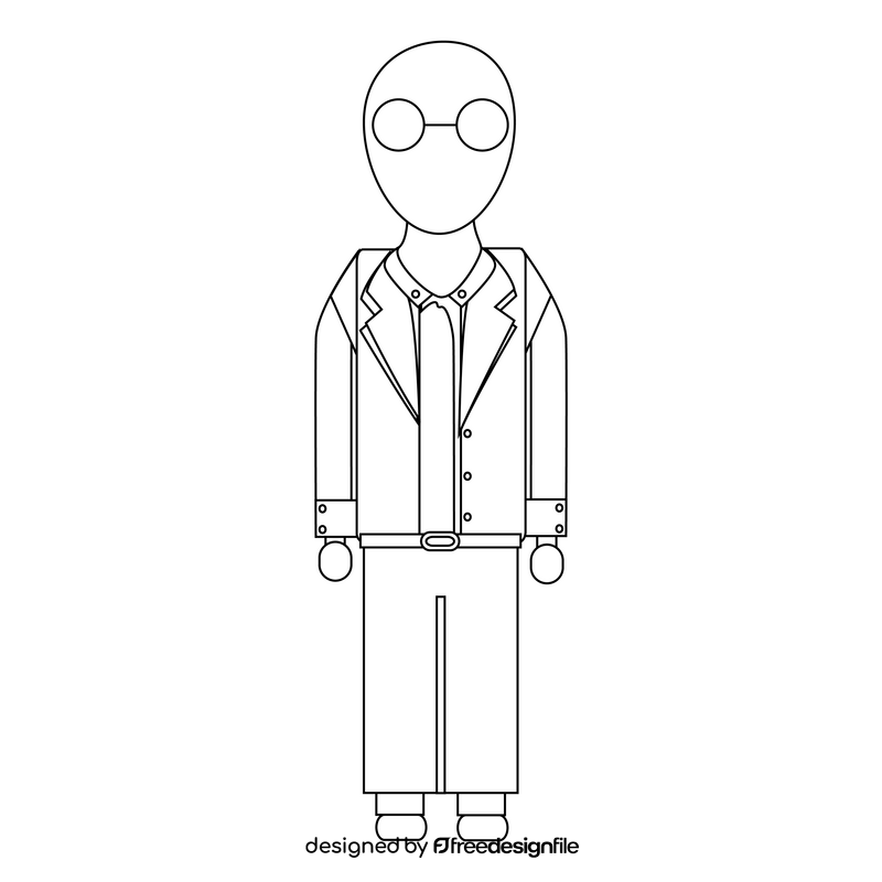 Scientist drawing black and white clipart