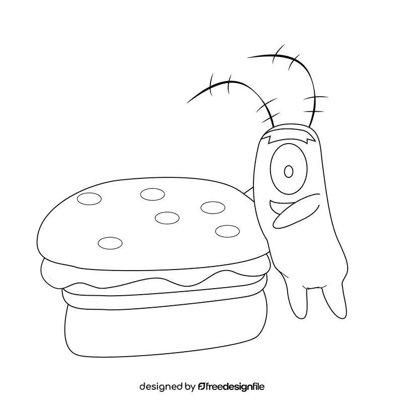 Plankton kraby patty black and white clipart