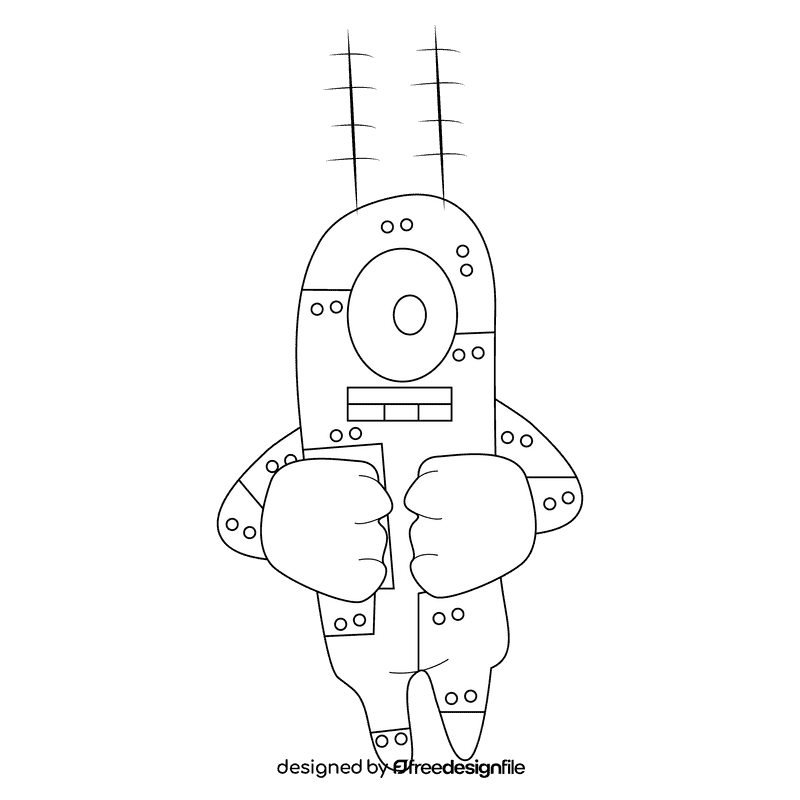 Plankton robot black and white clipart