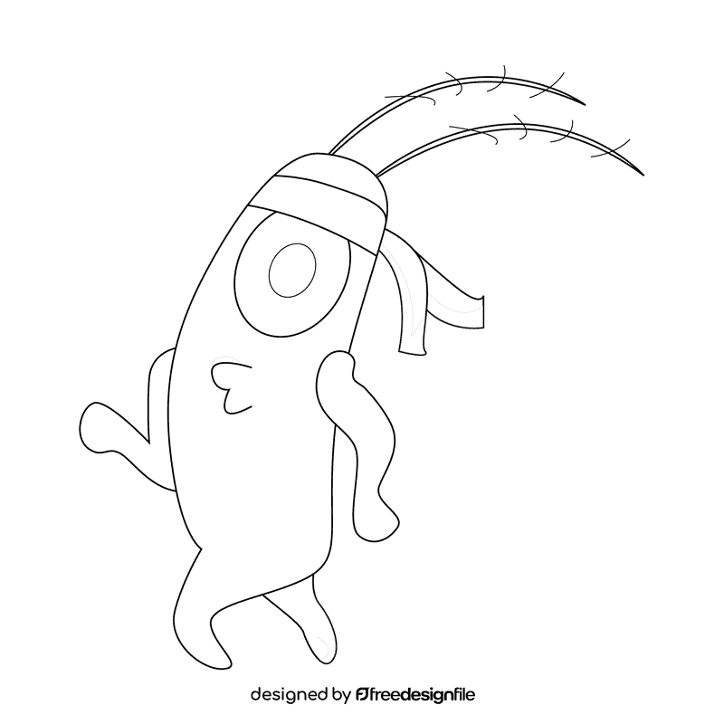 Plankton run black and white clipart