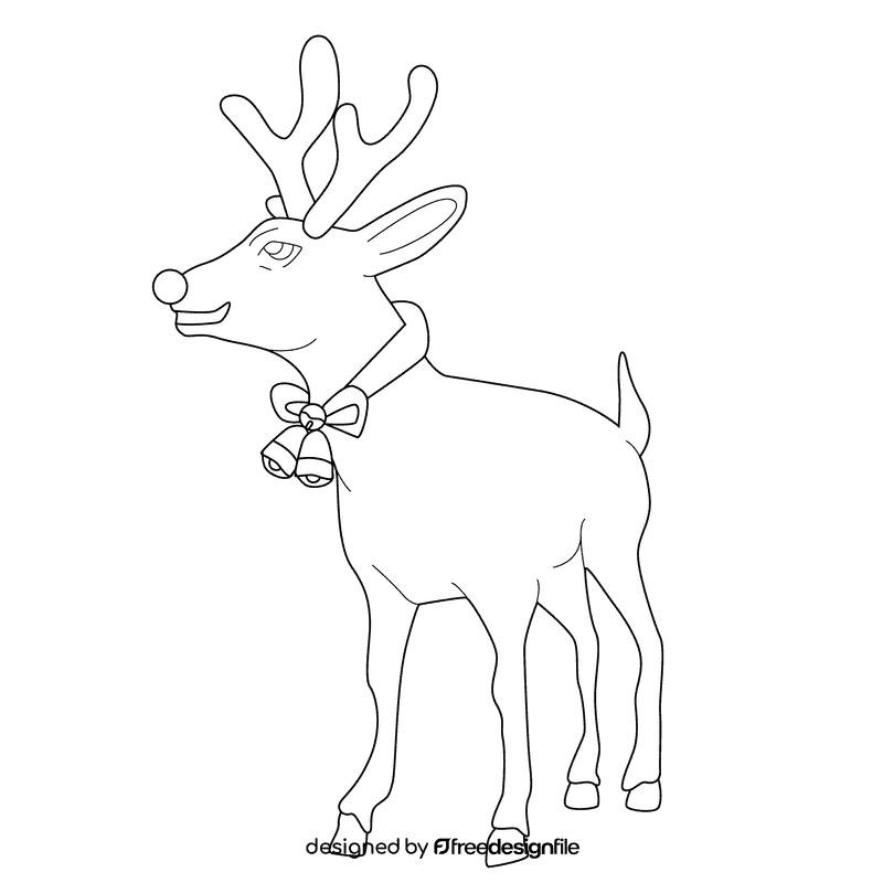 Rudolph bell necklace black and white clipart