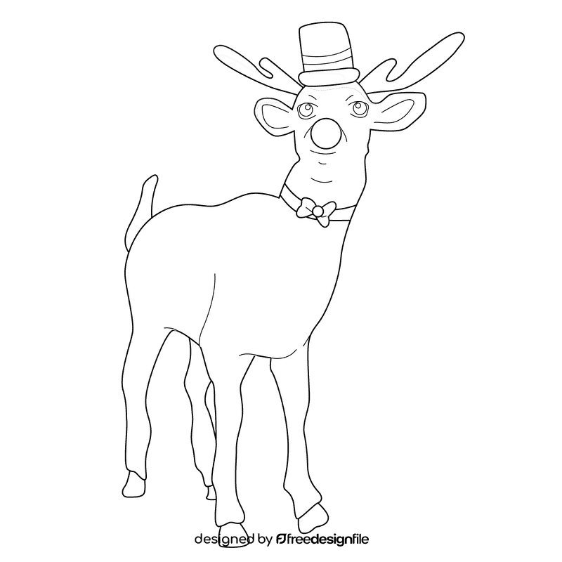 Rudolph black hat black and white clipart