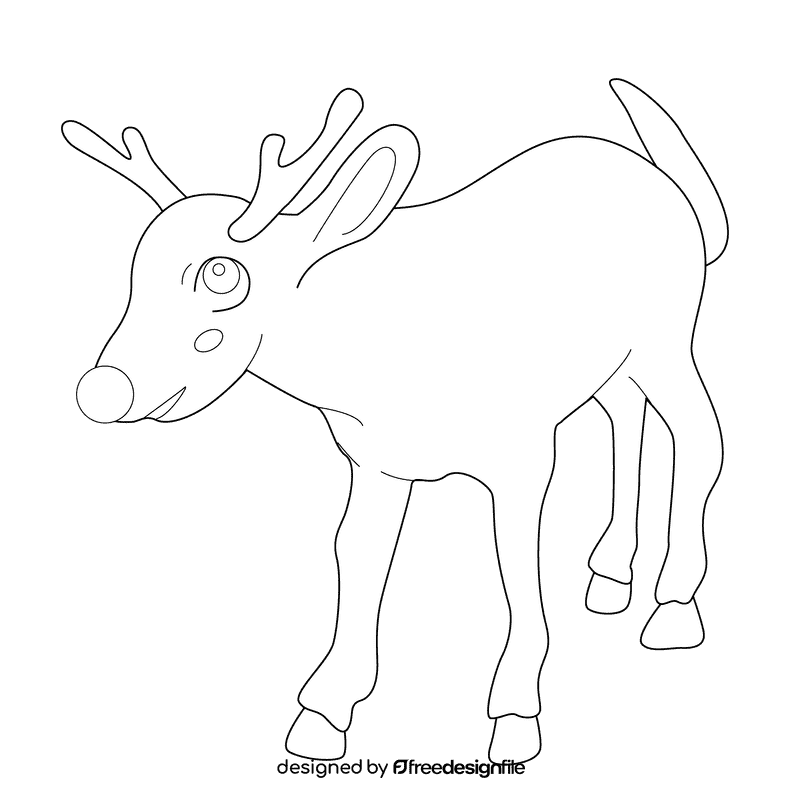 Rudolph child black and white clipart
