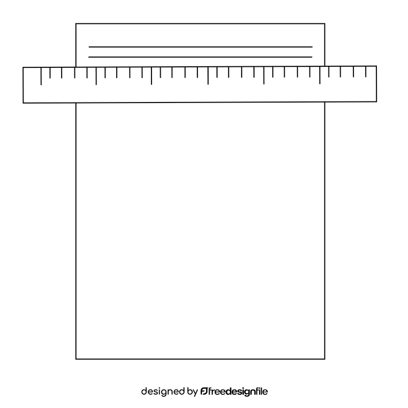 Ruler and paper drawing black and white clipart