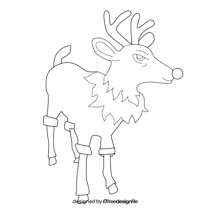 Rudolph santa costum black and white clipart
