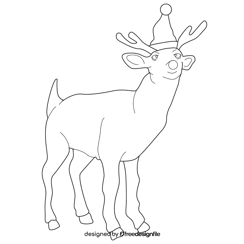 Rudolph santa hat black and white clipart