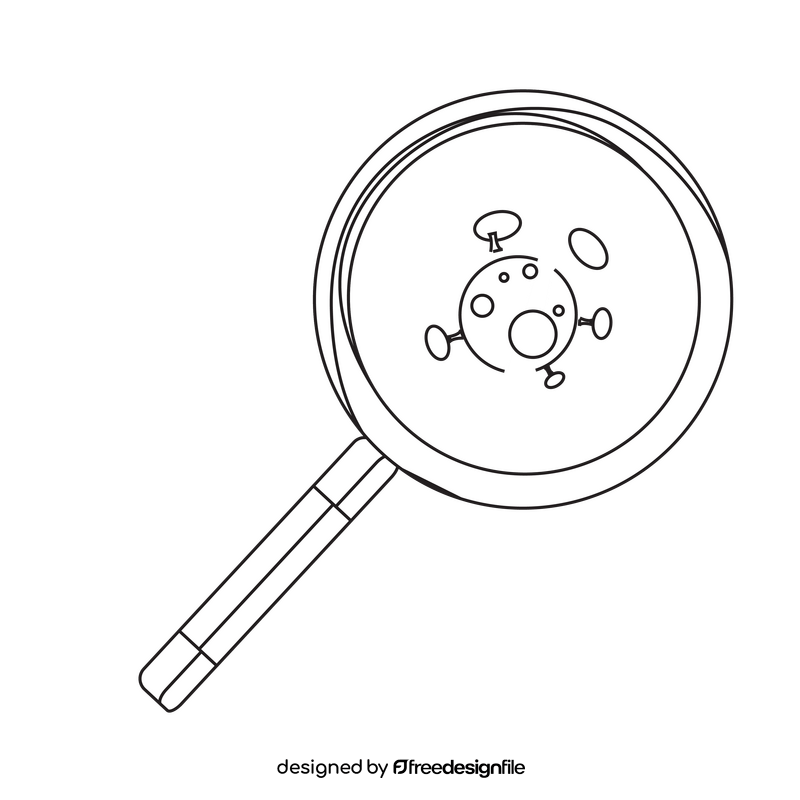 Magnifying glass drawing black and white clipart