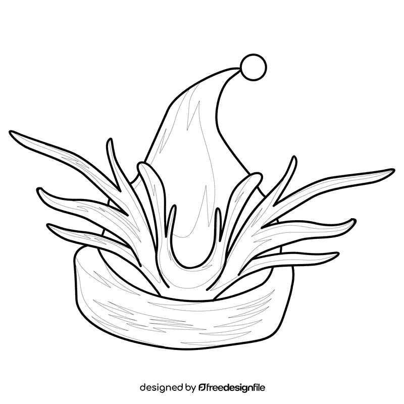 Santa rudolph black and white clipart