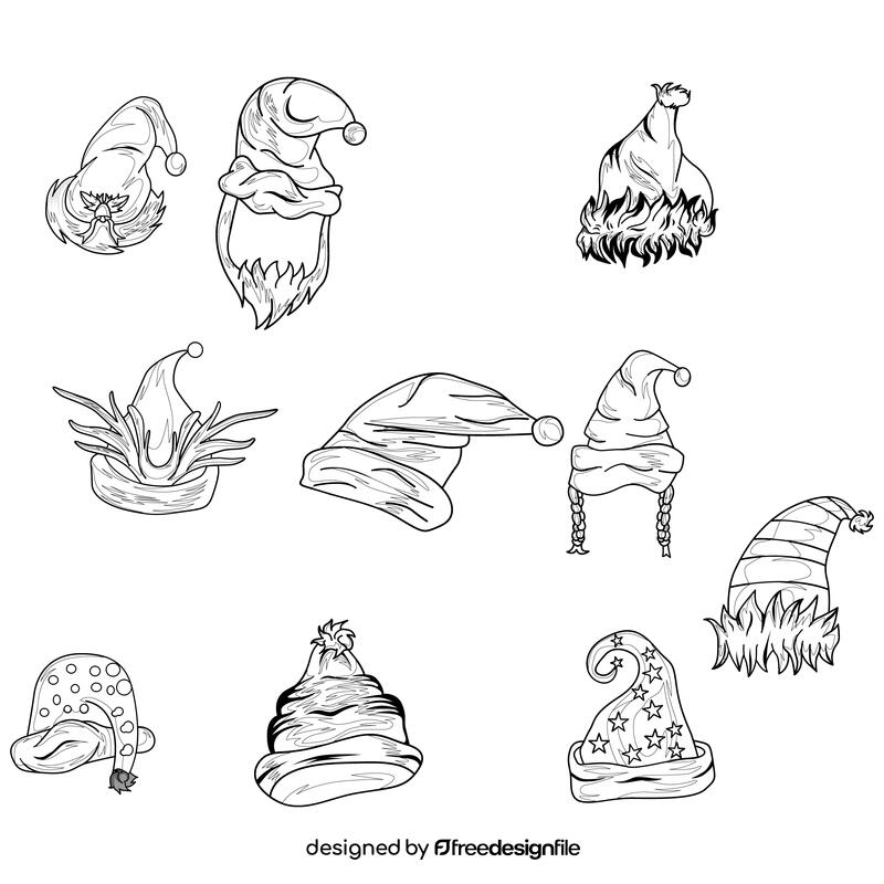 Santa  set black and white vector