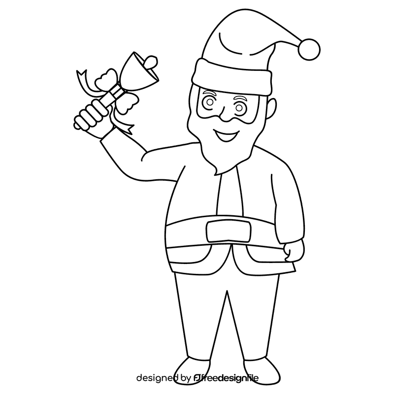 Santa claus bell black and white clipart