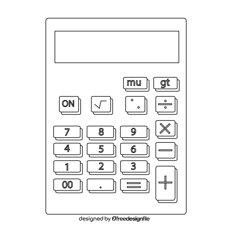 Calculator drawing black and white clipart