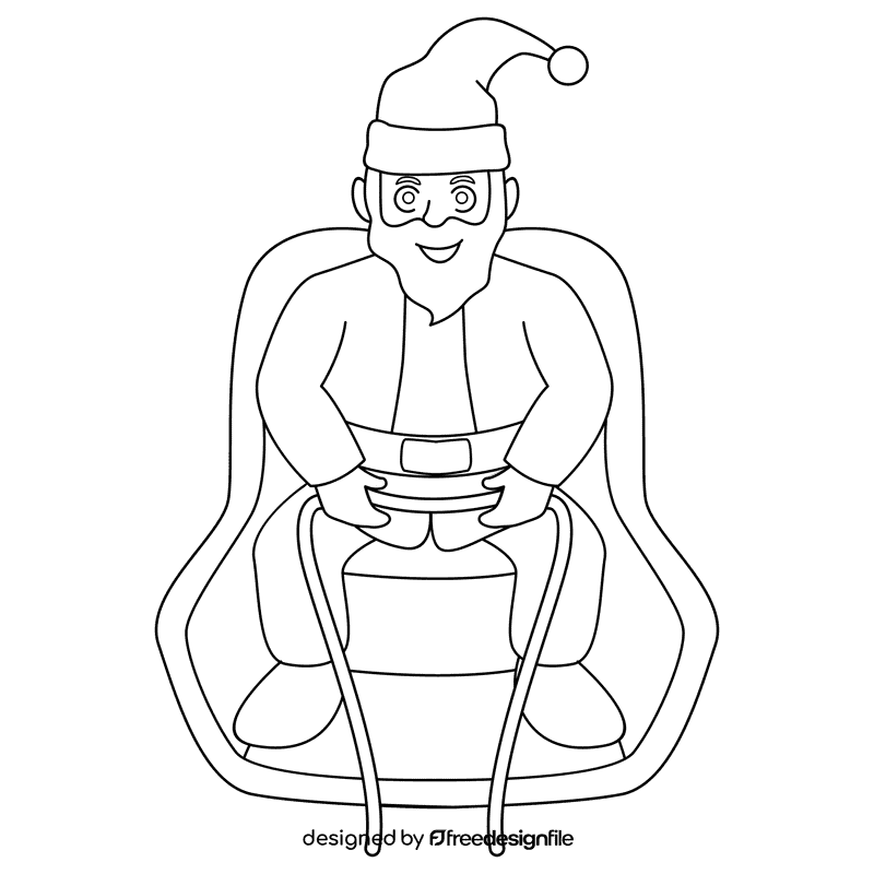 Santa claus drive black and white clipart