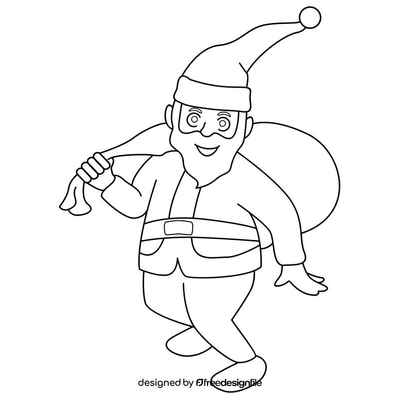 Santa claus excited black and white clipart