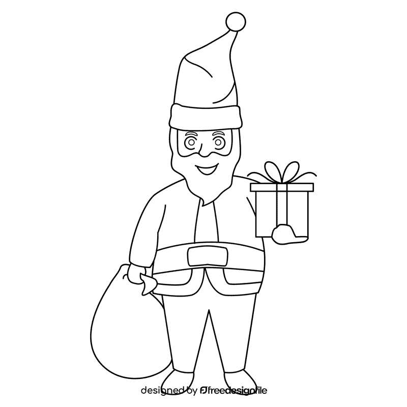 Santa claus your gift black and white clipart