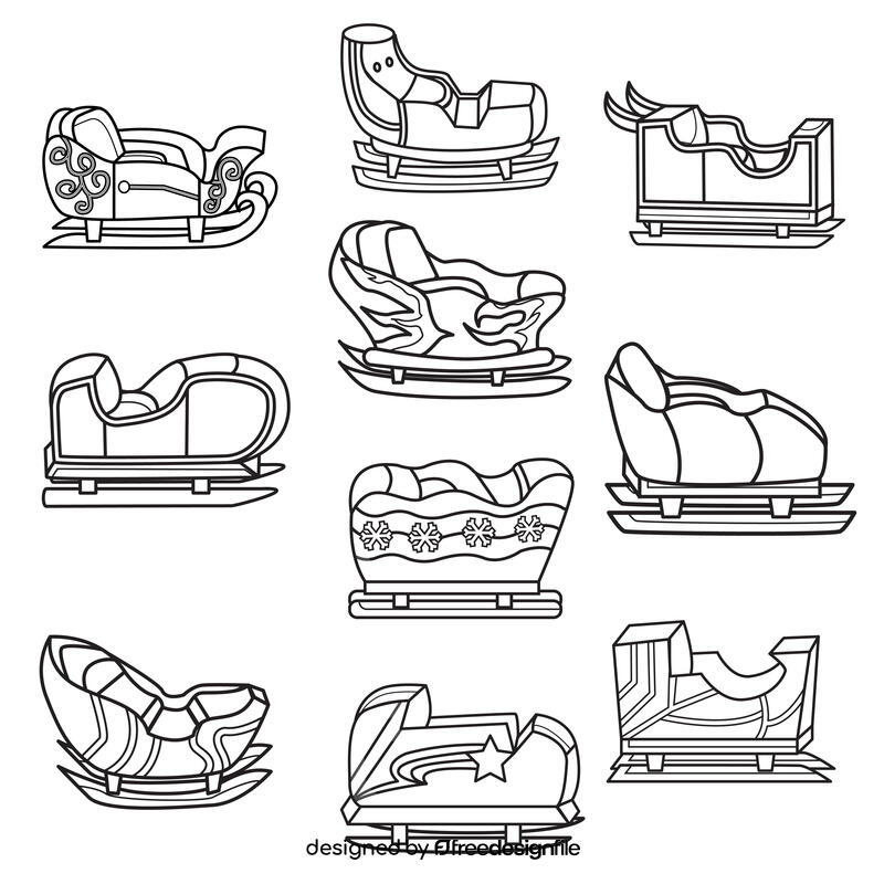 Sleigh Set black and white vector