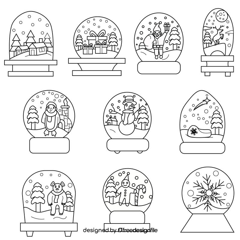 Snow globe set black and white vector