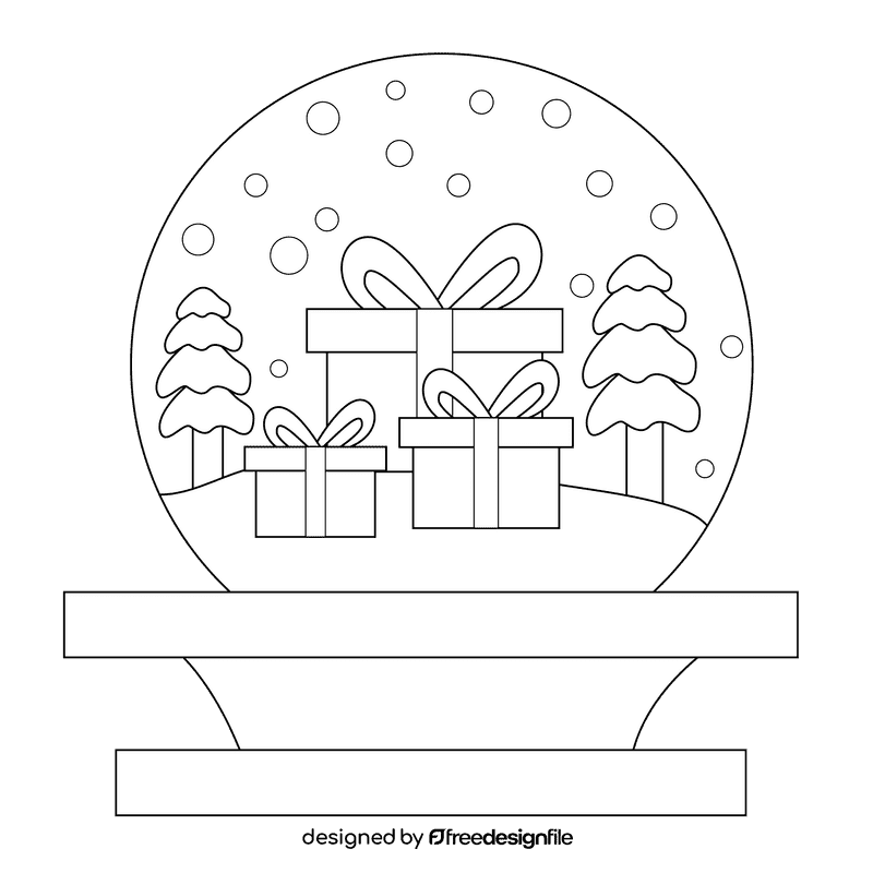 Snow globe gift black and white clipart
