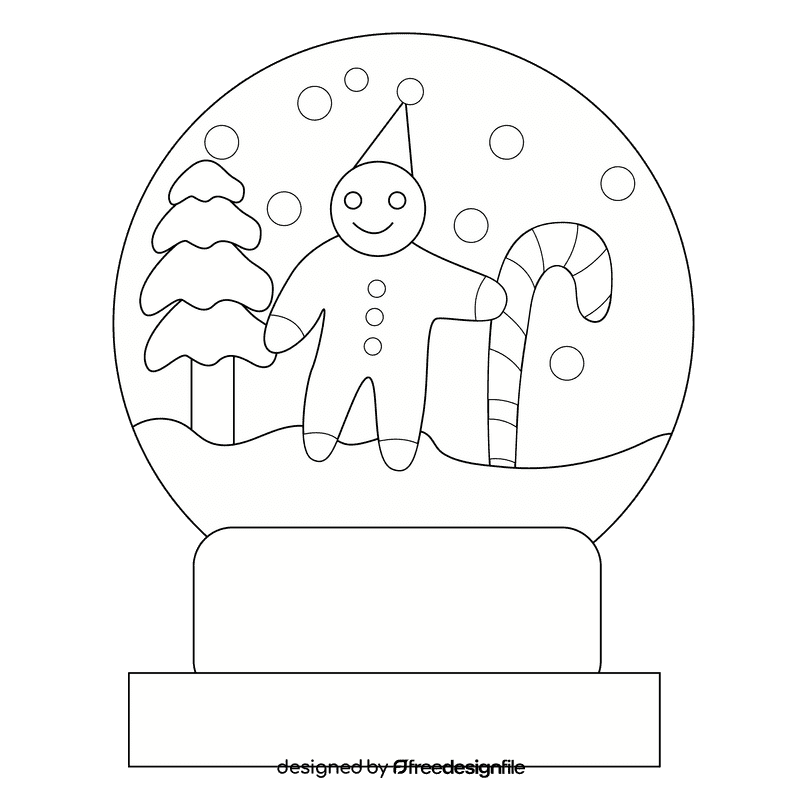 Snow globe ginger candy black and white clipart