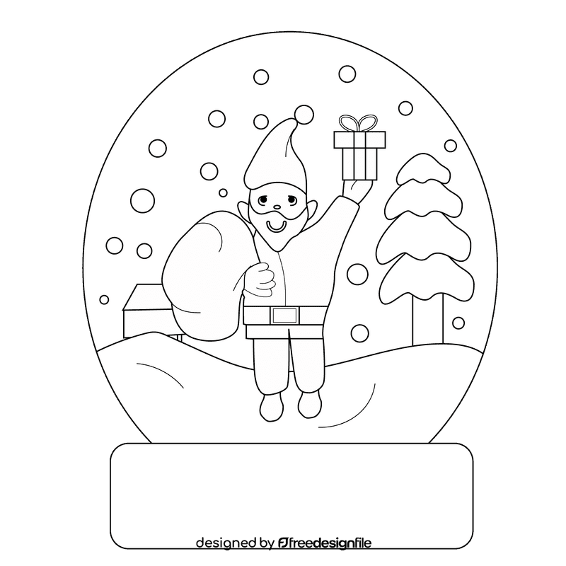 Snow globe santa claus black and white clipart