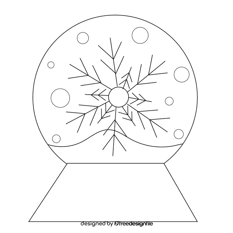 Snow globe snowflake black and white clipart