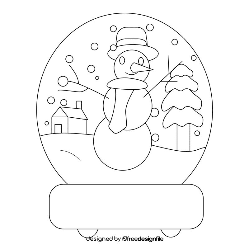 Snow globe snowman black and white clipart