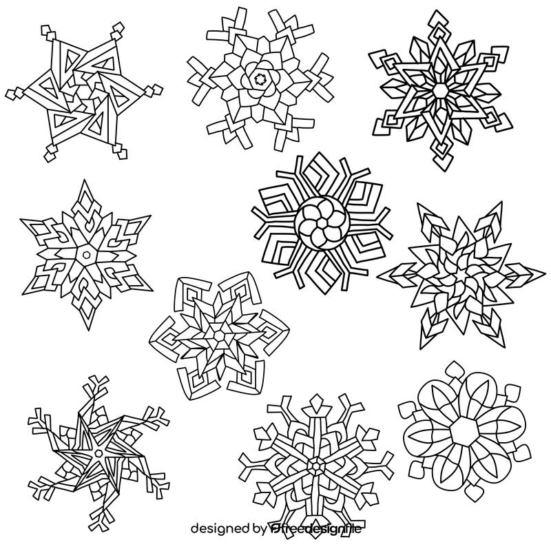 Snowflake Set black and white vector
