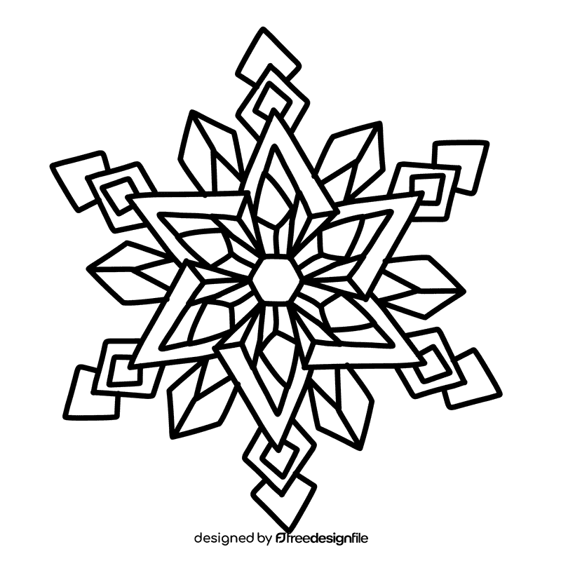 Snowflake black and white clipart
