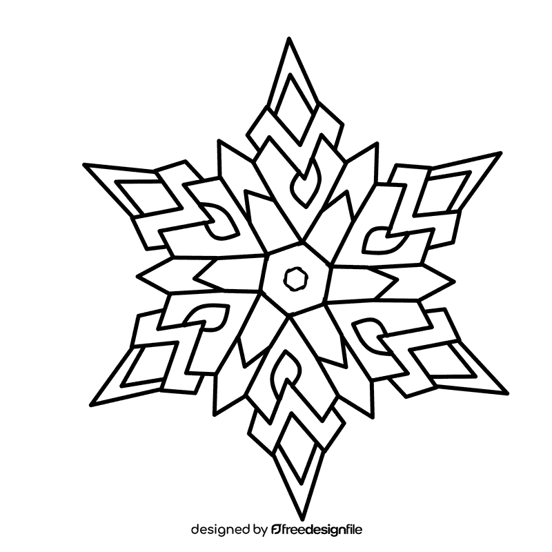 Snowflake black and white clipart