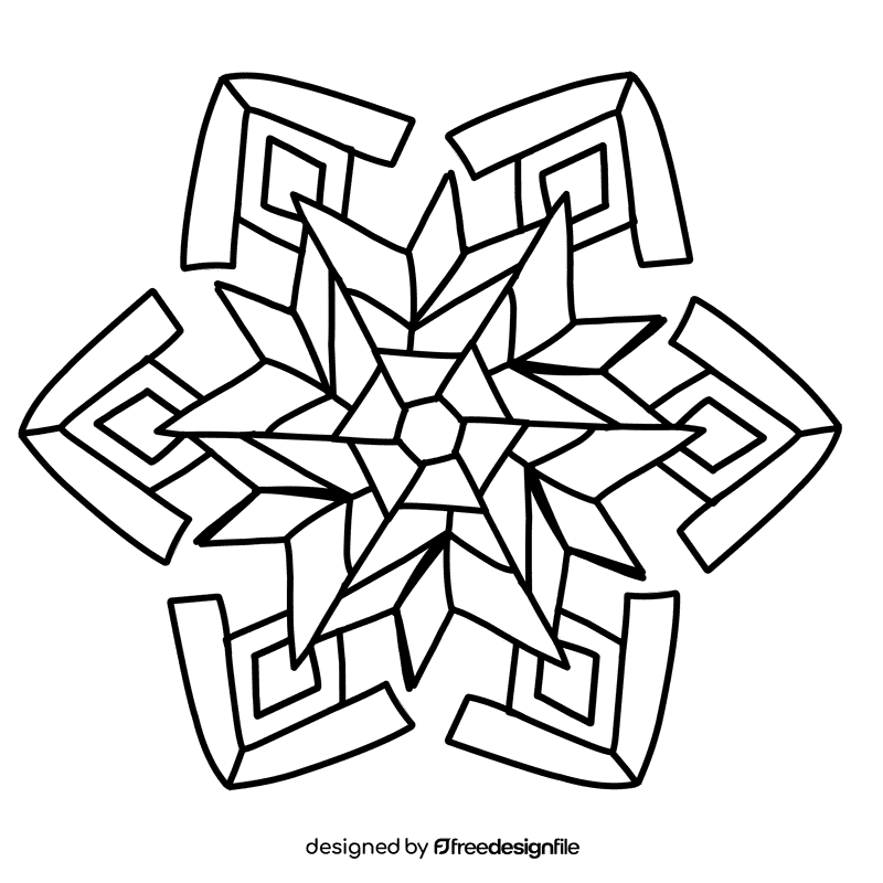 Snowflake black and white clipart