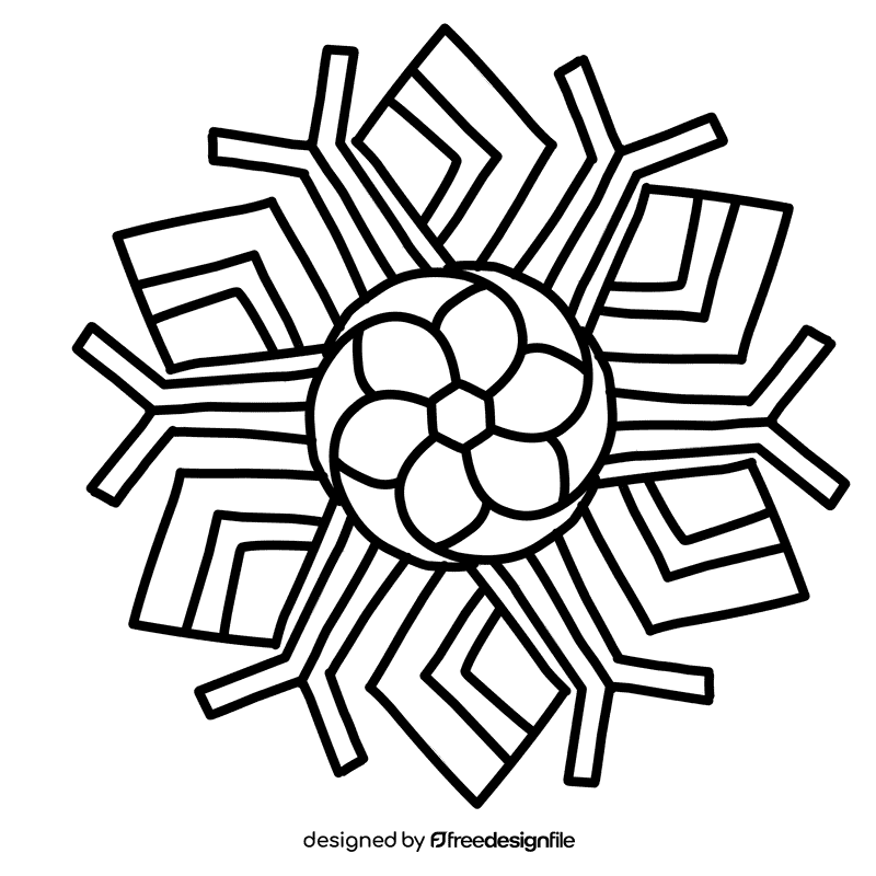 Snowflake black and white clipart