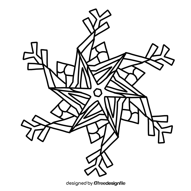 Snowflake black and white clipart