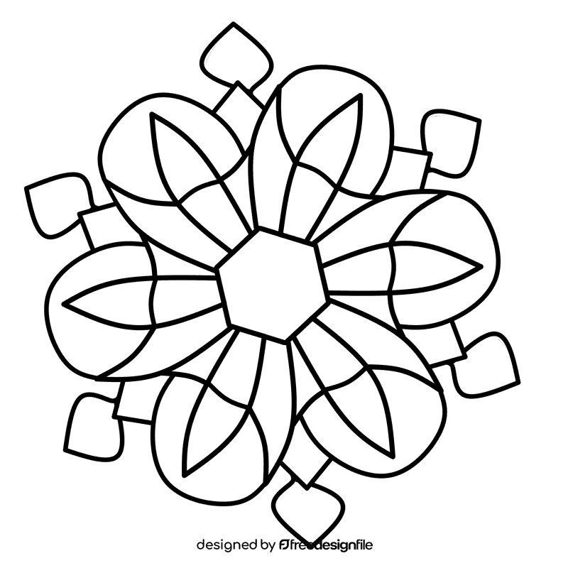 Snowflake black and white clipart