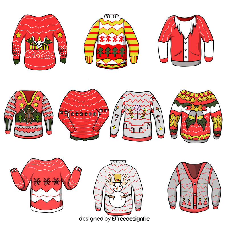 Ugly christmas sweater set vector