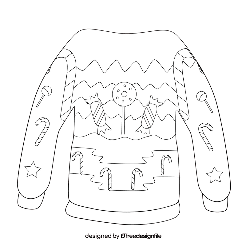 Ugly christmas sweater candy black and white clipart