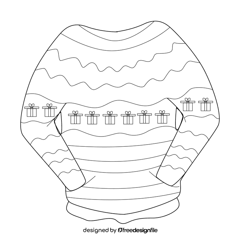 Ugly christmas sweater gift black and white clipart