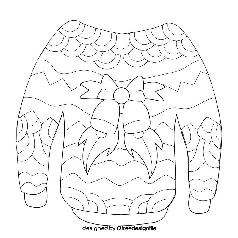 Ugly christmas sweater jingle bell black and white clipart