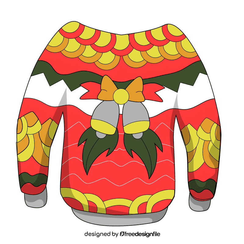 Ugly christmas sweater jingle bell clipart