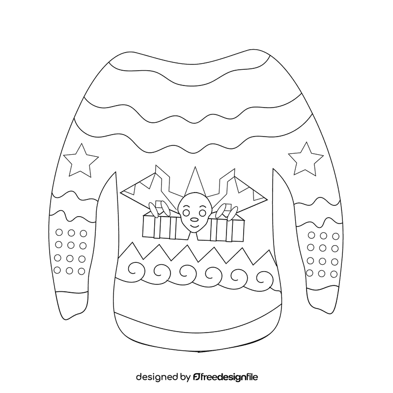 Ugly christmas sweater rudolph black and white clipart