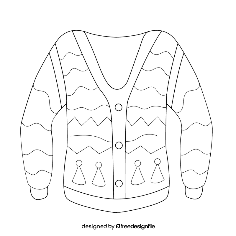 Ugly christmas sweater santa hat black and white clipart