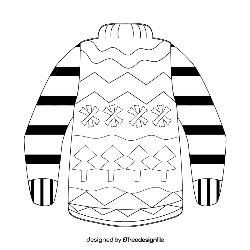 Ugly christmas sweater snow black and white clipart