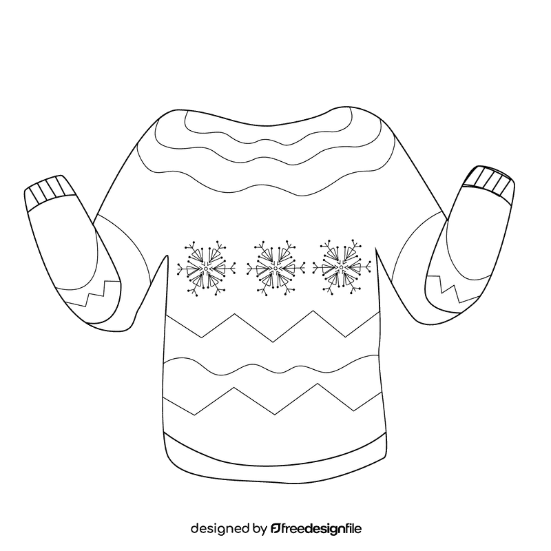 Ugly christmas sweater snowflake black and white clipart
