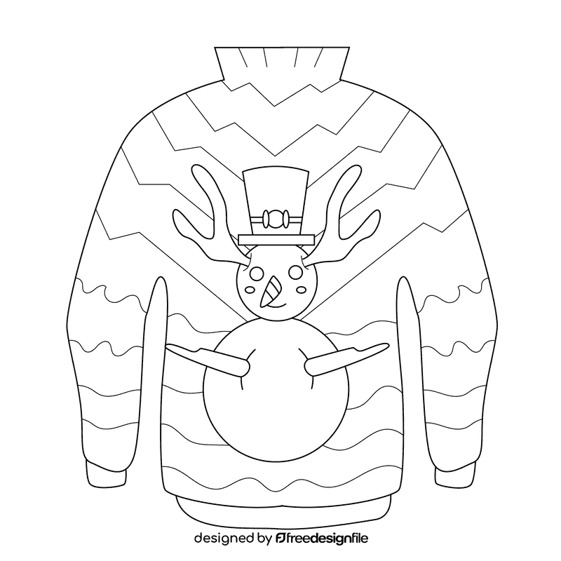 Ugly christmas sweater snowman black and white clipart