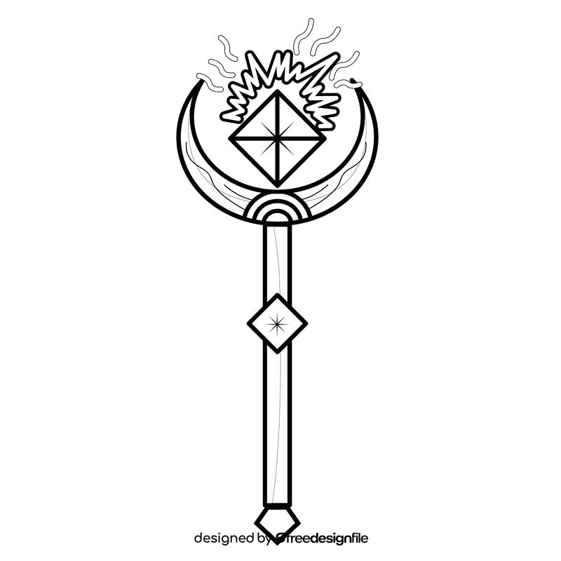 Wand crystal black and white clipart