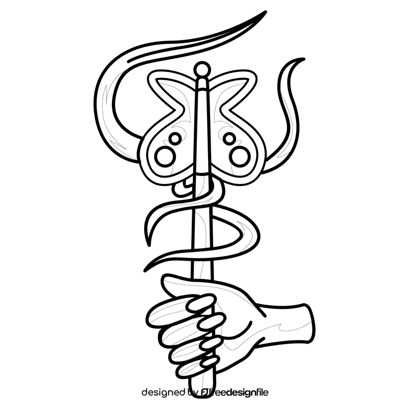 Wand fairy black and white clipart